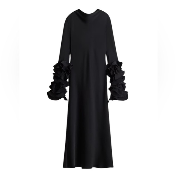 New H&M Ruffle-Sleeve Satin Dress - Picture 3 of 4